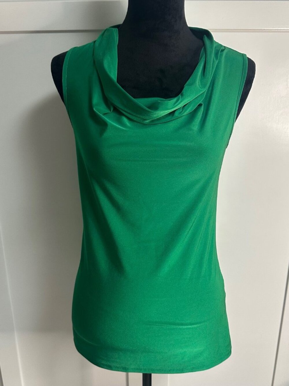 Dana Buchman Women's Cowl Neck Blouse XS Emerald Green Feminine